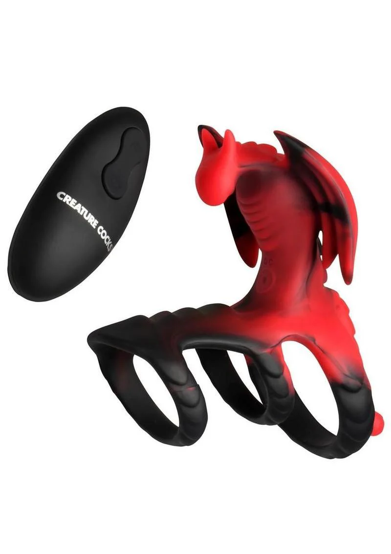Dragon Flight Vibrating Rechargeable Silicone Cock Ring with Remote