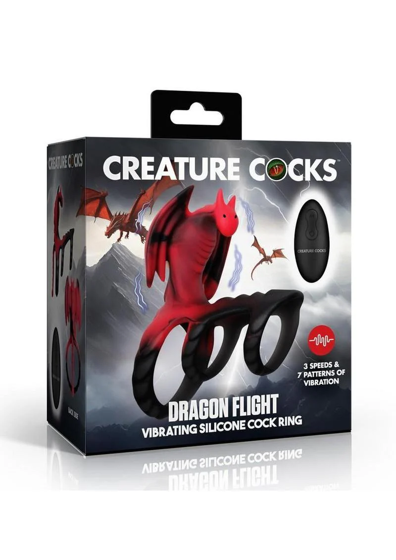 Dragon Flight Vibrating Rechargeable Silicone Cock Ring with Remote - Image 2